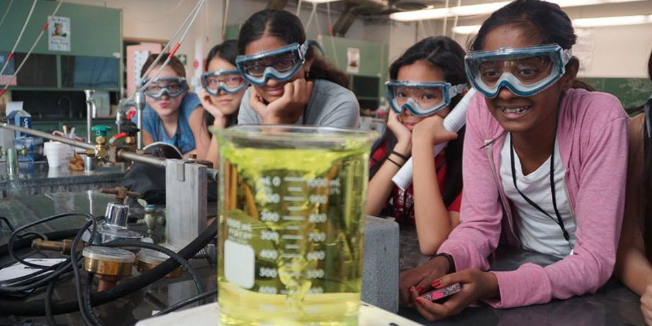 Students participating in an NIU science summer camp